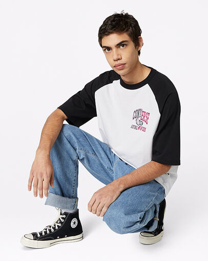 Icon Remix Raglan Tee White/Converse Black, Full Body View