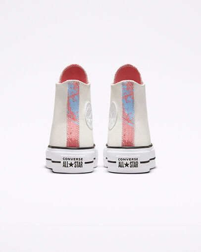 Chuck Taylor All Star Lift Platform Hybrid Shine White/Pink Salt/Black, Heel View