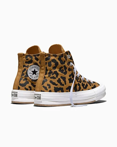 Chuck Taylor All Star EVA Lift Leopards Platform Honey Stick/Black/White, Heel View