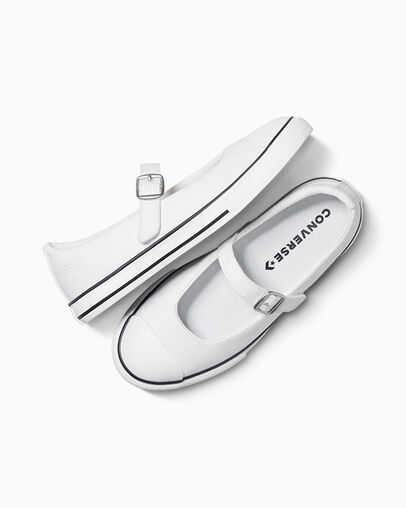 Chuck Taylor All Star Dainty Mary Jane Blanc/Noir/Blanc, Angled View