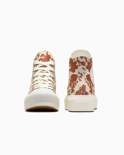 Chuck Taylor All Star Lift Platform Animal Print Garza/Marr&oacute;n/Oro, Heel View
