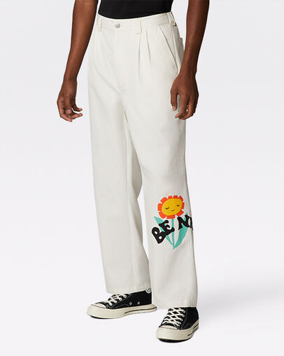 Much Love Double Pleat Chino Pant Egret, Front View