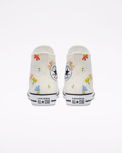 Chuck Taylor All Star Floral Print Egret/Black/White, Heel View