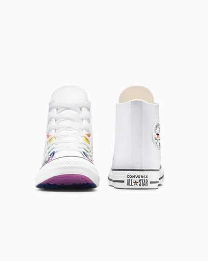 Chuck Taylor All Star Pride Blanco/Fucsia ca&oacute;tico, Heel View
