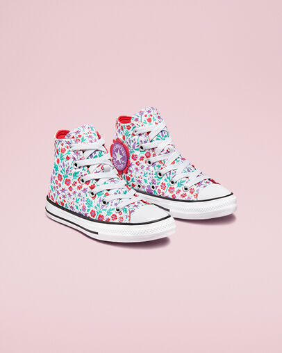 Chuck Taylor All Star Paper Floral White/Soft Red/Pixel Purple, Angled View