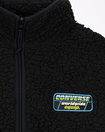Sherpa-Pullover mit Halbrei&szlig;verschluss Converse Black, Full Body View