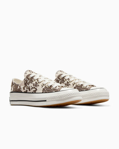 Chuck 70 Animal Print Egret/Brown/Gold, Top and Side View