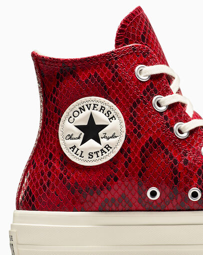 Chuck Taylor All Star Lift Platform Snakeskin Print Pr&oacute;ximos d&iacute;as/Garza/Negro, Detail Angle View