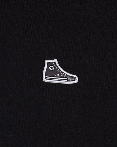 T-shirt col crew patch sneaker Chuck Taylor All Star Noir Converse, Full Body View