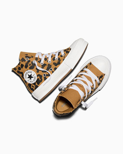 Chuck Taylor All Star EVA Lift Leopard Platform Honey Stick/Black/White, Angled View