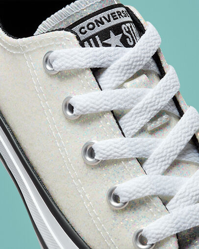Chuck Taylor All Star Winter Glitter Argent/Noir/Blanc, Detail Angle View