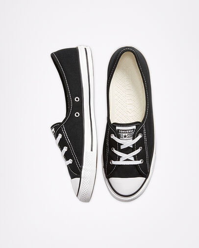 Ballet Lace Chuck Taylor All Star Slip Schwarz/Wei&szlig;/Schwarz, Top and Side View