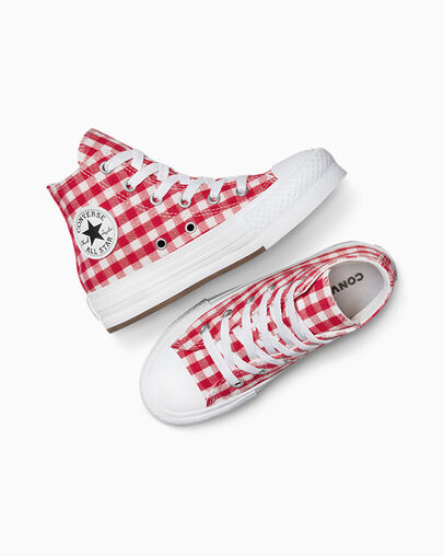 Chuck Taylor All Star EVA Lift Platform Checkered Vintage White/Red/White, Angled View