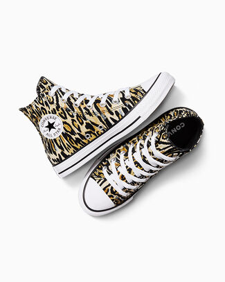 Converse Chuck Taylor All Star Leopard High-Top Shoe Canvas In Black, Size 10 - A16407C