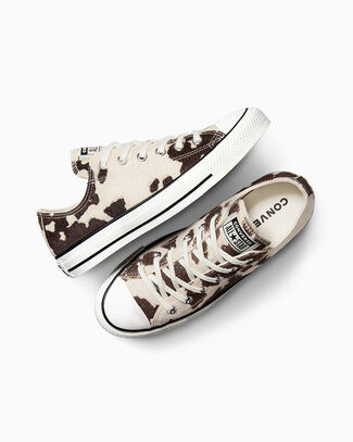 Converse Chuck Taylor All Star Cow Print Pony Hair Low-Top Shoe For Women In Brown, Size 10 - A18934C