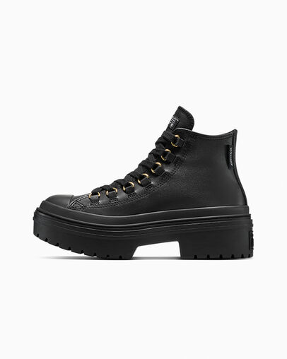 Converse Chuck Taylor All Star Lugged Heel Platform Waterproof Leather Black/Black/Gold — foto 6