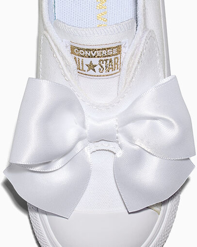 Chuck Taylor All Star Satin Bow Easy-On White/White/Gold, Detail Angle View