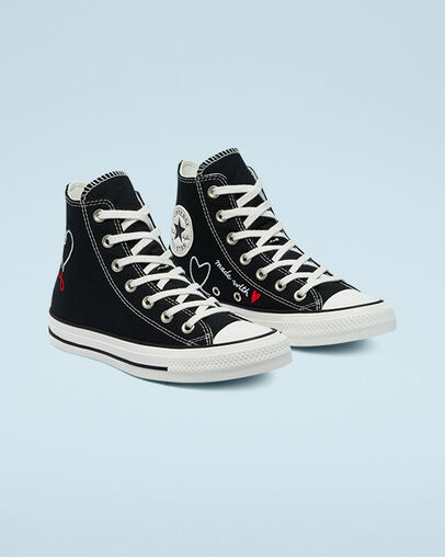 Chuck Taylor All Star Made With Love Negro/Blanco vintage/Garza, Angled View