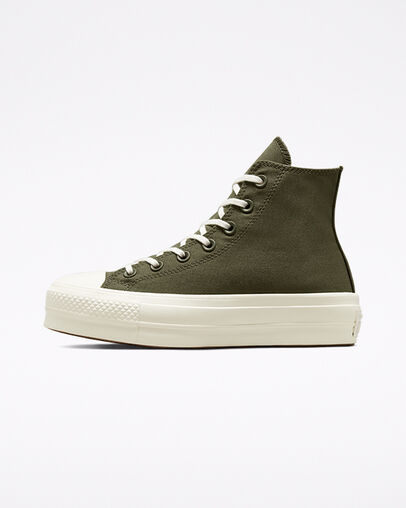 Chuck Taylor All Star Lift Platform Hybrid Texture Cargo Khaki/Egret/Egret, Inner Side View