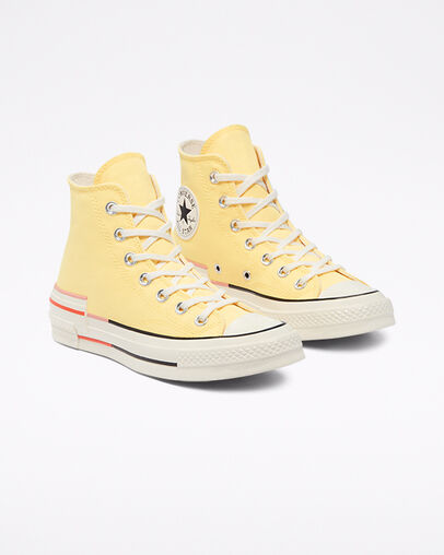 Colorblock Chuck 70 Jaune impulsion/Quartz rose/Écru, Angled View