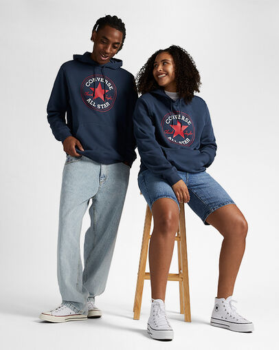 Sudadera con capucha de ajuste est&aacute;ndar Converse Go-To All Star Patch Azul marino Converse, Back View