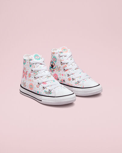 Chuck Taylor All Star Mystic Gems Blanc/Rose/Corail blanchi, Angled View
