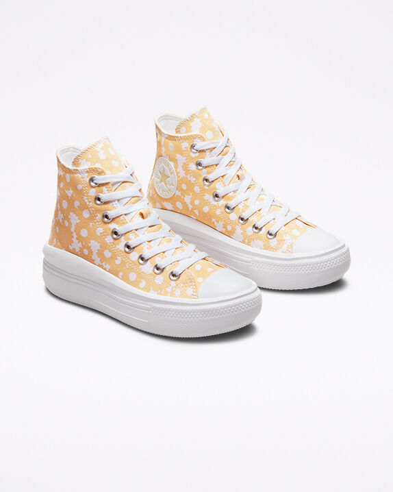 bright yellow high top converse