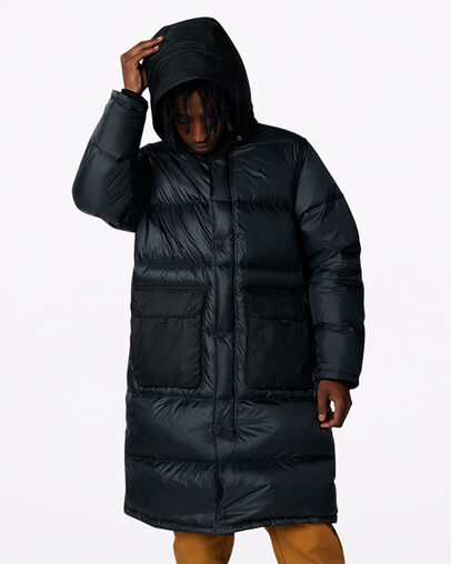Counter Climate Long Down Jacket Converse Black, Detail View