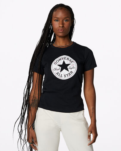 Hybrid Flower Chuck Patch Infill Classic T-Shirt Converse Black, Front View