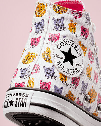 Jungle Cats Chuck Taylor All Star Bianco/Prime Pink/Nero, Detail Angle View