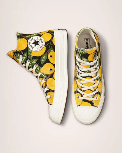 Chuck 70 Lemons Noir/Jaune/Limite foresti&egrave;re, Top and Side View