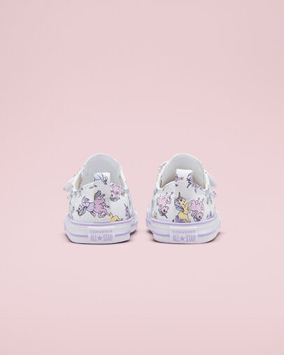 Chuck Taylor All Star Easy-On Unicorns White/Moonstone Violet, Heel View