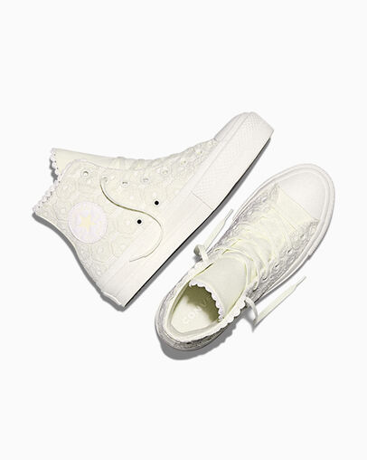 Converse Chuck Taylor All Star Lift Platform Crochet Egret/Egret/Vintage White — photo 7