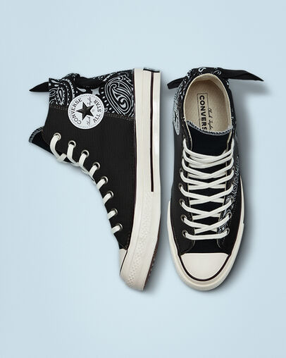 Paisley Patchwork Chuck 70 Patchwork negro con estampado paisley, Top and Side View
