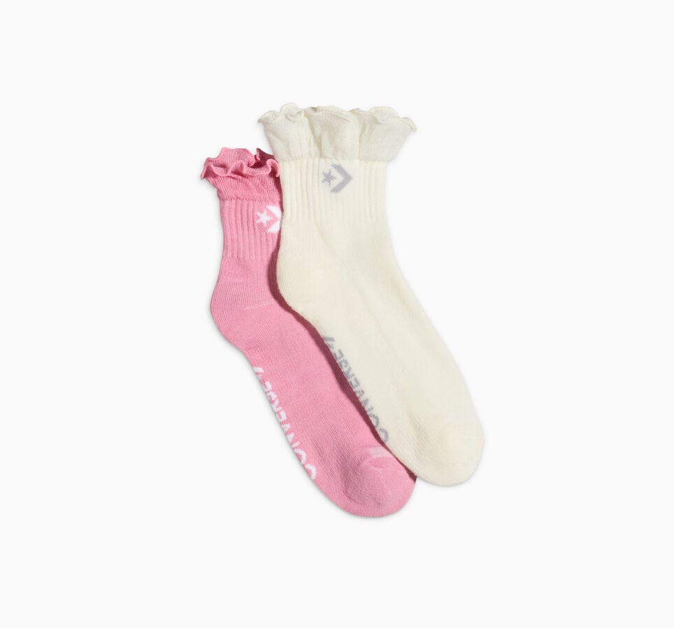 2-Pack Lettuce Edge Quarter Socks Egret/Heather