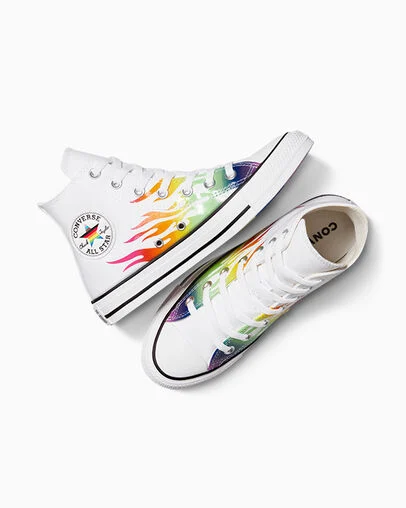 Chuck Taylor All Star Pride Blanco/Fucsia ca&oacute;tico, Angled View