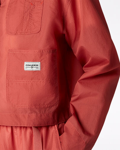 Sheer Chore Mantel Terracotta Pink, Detail View