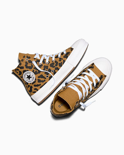 Chuck Taylor All Star EVA Lift Leopards Platform Honey Stick/Black/White, Angled View