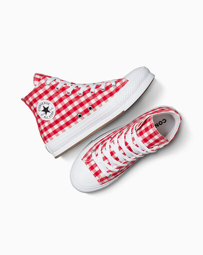 Chuck Taylor All Star EVA Lift Platform Checkered Vintage White/Red/White, Angled View