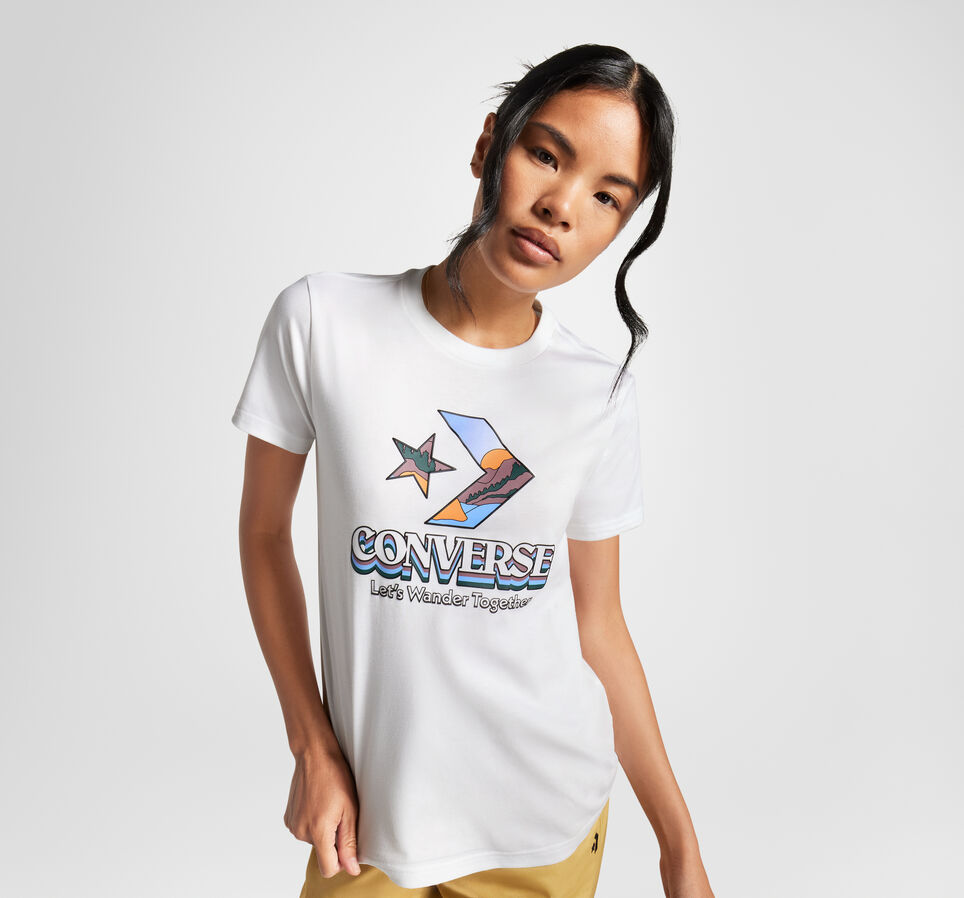 Star Chevron Mountain Graphic T-Shirt Blanc