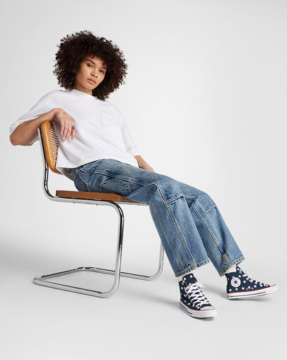 Chuck Taylor All Star Archive Stars Navy/White/Red, On Foot Shot 2