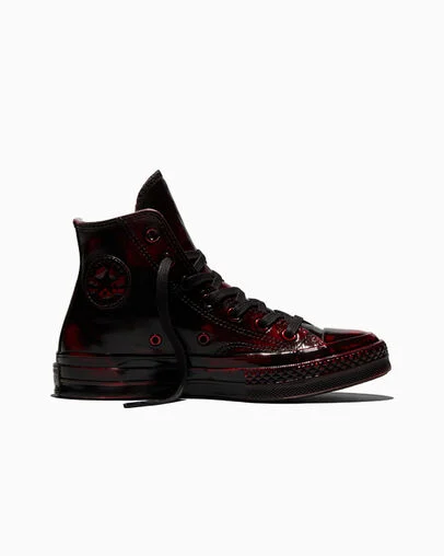 Chuck 70 Glossy Leather Red Black, Outer Side View