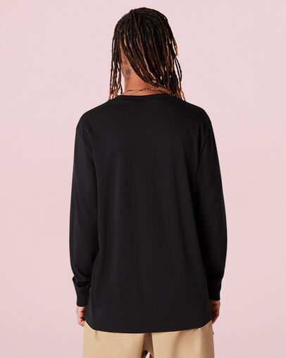 Embroidered Star Chevron Crew Neck Long Sleeve Converse Black