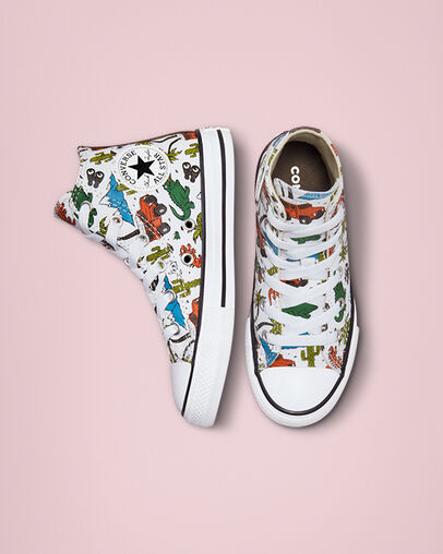 Chuck Taylor All Star Desert Explorer White/Engine Smoke/Green, Top and Side View