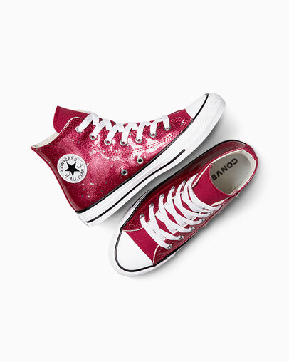 Chuck Taylor All Star Glitter Sporty Berry/White/Egret, Angled View