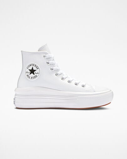 Chuck Taylor All Star Move Platform Foundational Leather Blanc/Noir/Blanc, Outer Side View