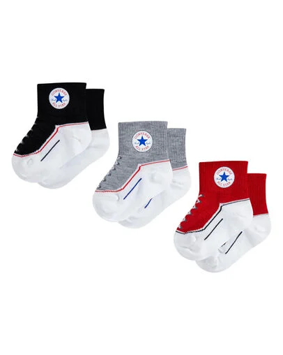 3-Pack Chuck Taylor Quarter Socks 6-24M Black, 3/4 View