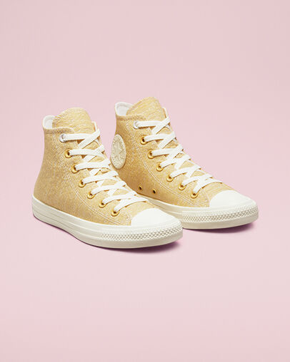 Hybrid Texture Chuck Taylor All Star Saturn Gold/Egret/Egret, Angled View