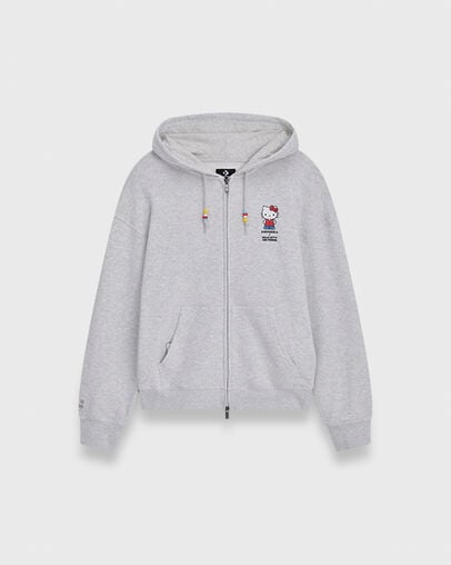 Converse x Hello Kitty And Friends Full Zip Hoodie Light Grey Heather, Front View