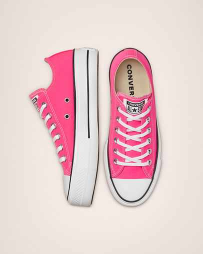 Converse Color Platform Chuck Taylor All Star Hyper Pink/Bianco/Nero, Top and Side View